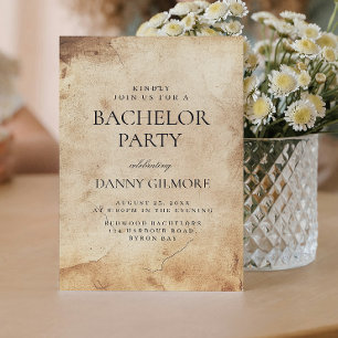 Simple and Elegant Rustic Bachelor Party Invitation