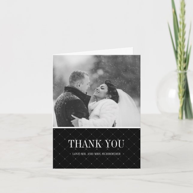 Simple and Elegant Wedding Photo Thank You Card (Front)