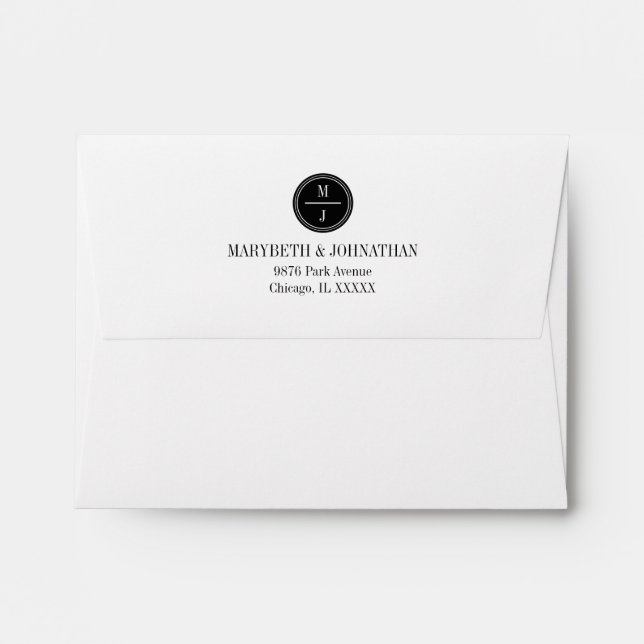 Simple and Elegant Wedding Thank You Envelope (Back (Top Flap))