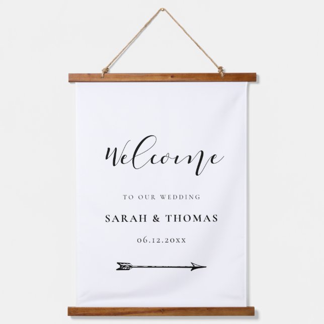 Simple and elegant Welcome to our wedding Hanging Tapestry (Front)