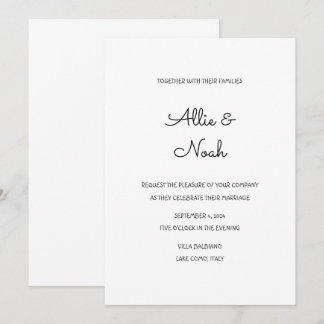 simple and elegant white wedding invitation card