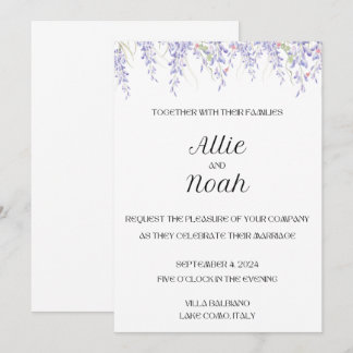 Simple and elegant white wedding invitation card