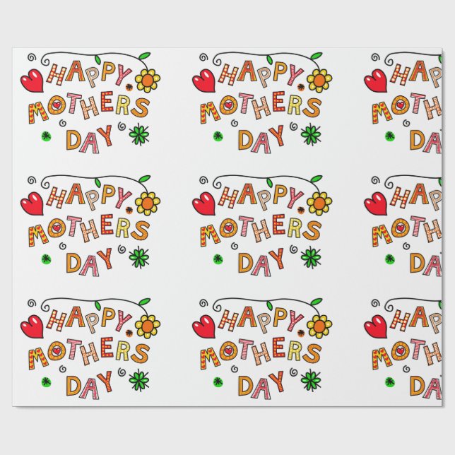 Simple and Fun Happy Mother's Day Wrapping Paper (Flat)