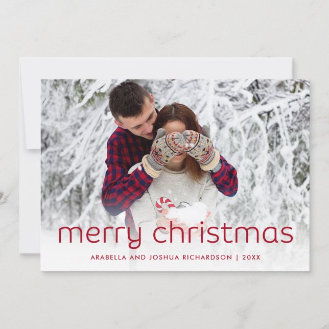 Simple and Fun Red | Merry Christmas Photo Holiday Card (Front)