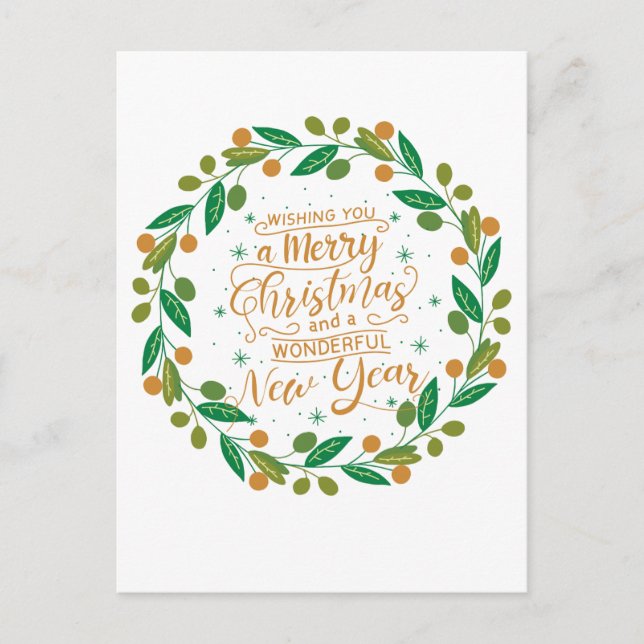 Simple and Merry Christmas  Postcard (Front)