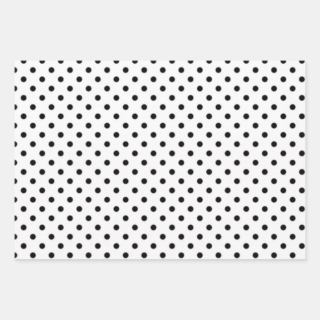 simple and minimal black and white polka dots wrapping paper sheet (Front)