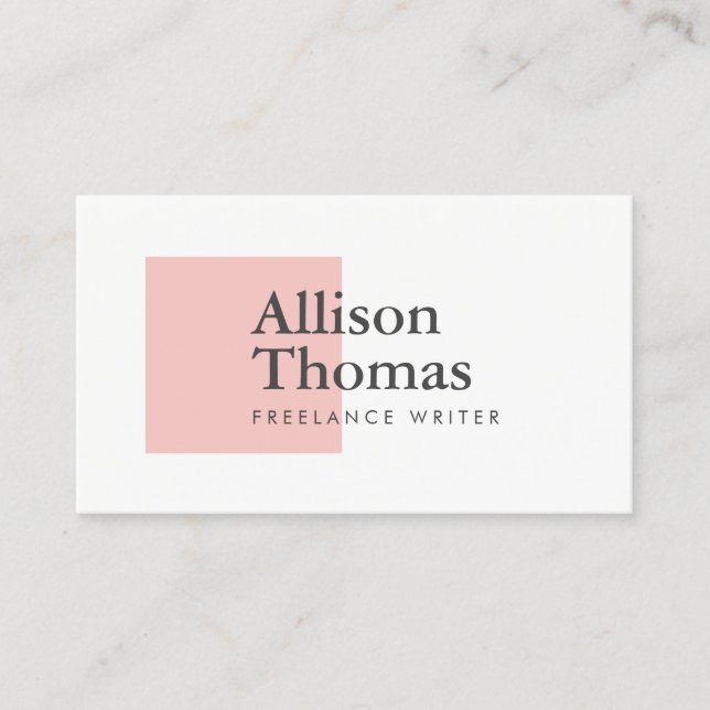Simple and Minimal Pink Square Modern Business Card (Front)