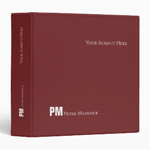 simple and modern burgundy red binder with name