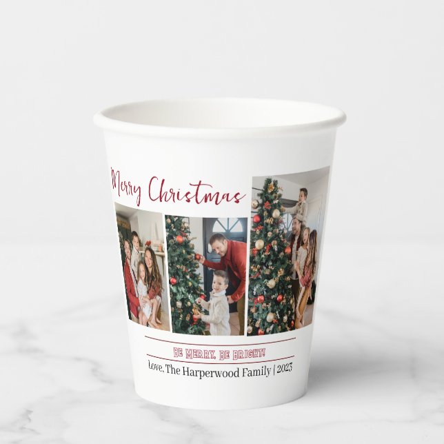  Simple and Modern Christmas Family Photo Collage Paper Cups (Front)