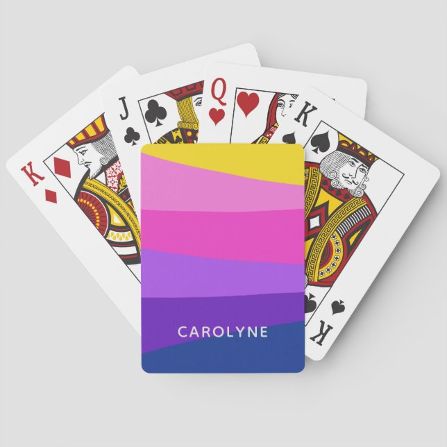 Simple and Modern Colourful Wavy Design Custom Nam Playing Cards (Back)
