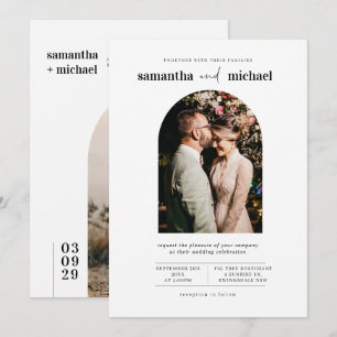 Simple and modern contemporary photo wedding  invitation