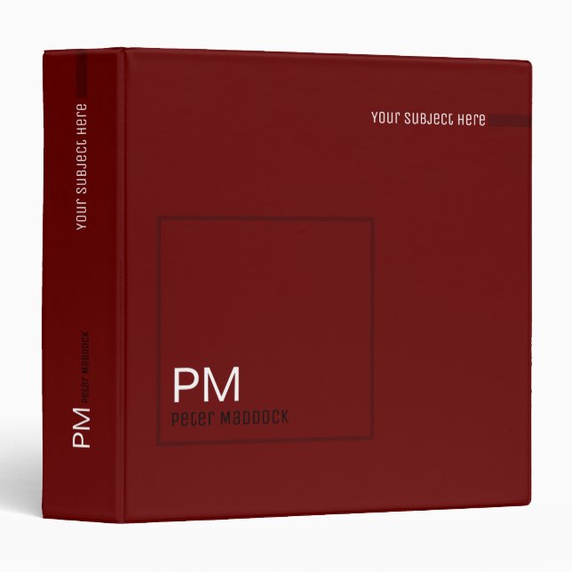 simple and modern dark red binder with name (Front/Spine)