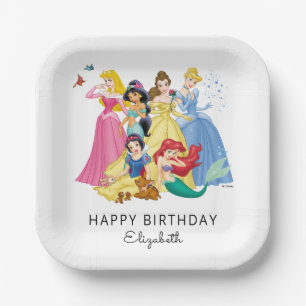 Simple and Modern Disney Princess Birthday  Paper Plate