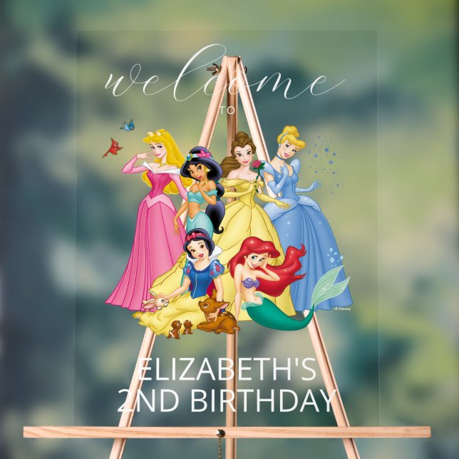 Simple and Modern Disney Princess Birthday Welcome Acrylic Sign (Neutral)