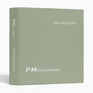 Simple and Modern Greenish Gray Binder with Name