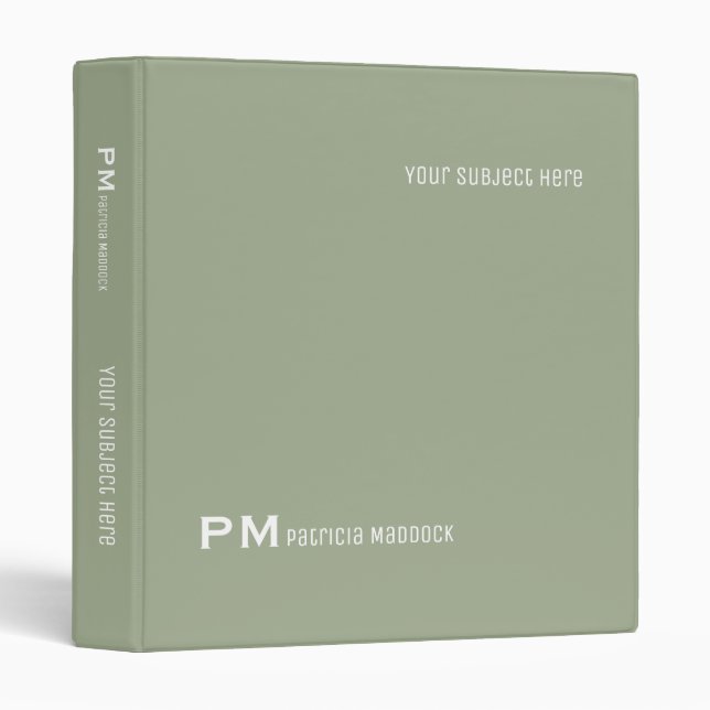 Simple and Modern Greenish Gray Binder with Name (Front/Spine)
