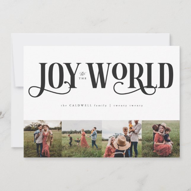 Simple and Modern Joy to the World Christmas Photo Holiday Card (Front)