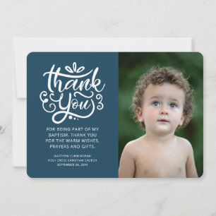 Simple and Modern Photo Baptism Thank You