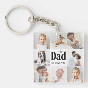 Simple and Modern Photo Collage for Dad Keychain