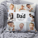 Simple and Modern | Photo Collage for Dad Throw Pillow<br><div class="desc">This simple black and white pillow features a photo grid with eight of your personal family photos, and bold modern typography that says "dad". There is also a cute, neutral grey heart. A simple and minimalist keepsake for your father on Father's Day or any time you want to let him...</div>