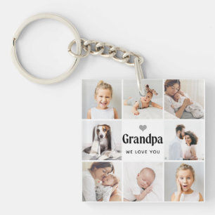 Simple and Modern   Photo Collage for Grandpa Keychain