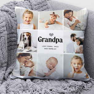Simple and Modern   Photo Collage for Grandpa Throw Pillow