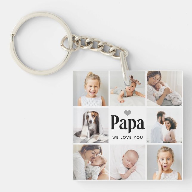 Simple and Modern | Photo Collage for Papa Keychain (Front)