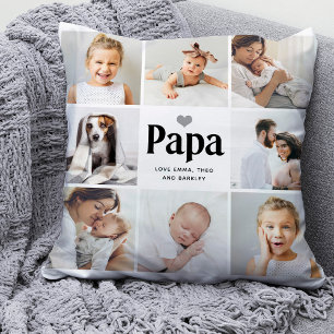 Simple and Modern   Photo Collage for Papa Throw Pillow