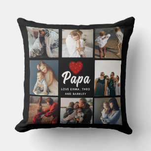 Simple and Modern   Photo Collage for Papa  Throw Pillow