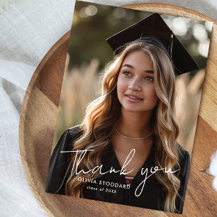 Simple and Modern Photo Graduation Thank You Card