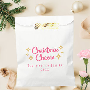 Simple and Modern Pink Christmas Cheer Holiday Favour Bag
