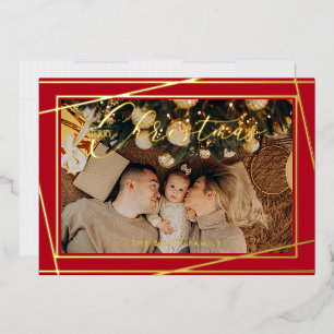 Simple and Modern Red Merry Christmas Foil Holiday Card