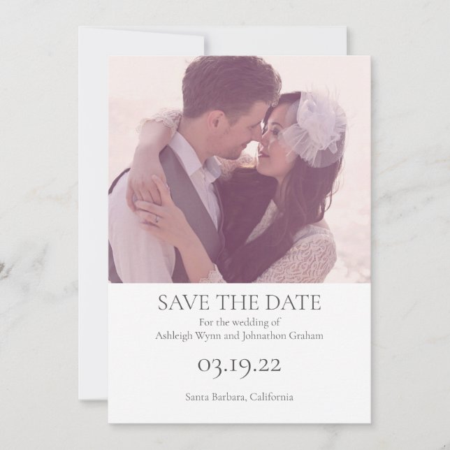 Simple and Modern Save the Date with Photo Invitation (Front)