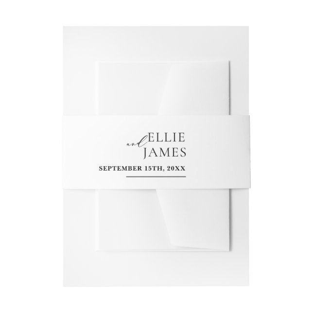 Simple And Modern Wedding Invitation Belly Band (Front Example)