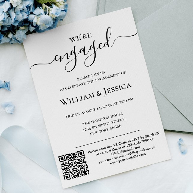 Simple and Modern With QR Code Engagement Party Invitation (Creator Uploaded)