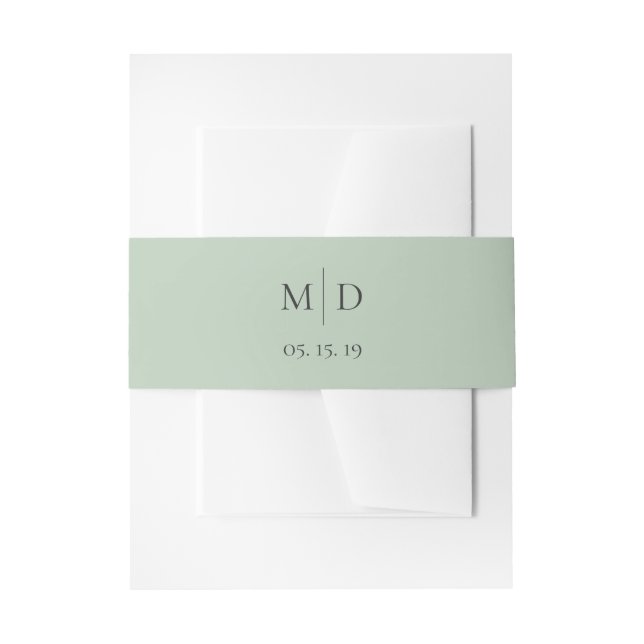 Simple and Olive Green Wedding Invitation Belly Band (Front Example)