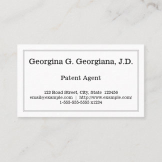 Simple and Plain Patent Agent Business Card