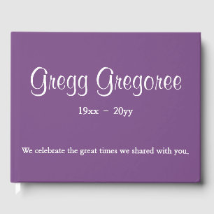 Simple and Plain Purple Funeral Guestbook