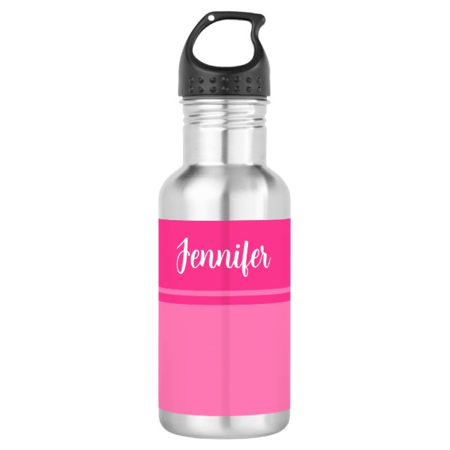 Simple and Pretty Hot Pink Striped Custom Name 532 Ml Water Bottle (Front)