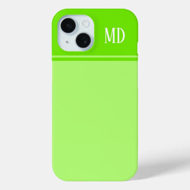 Simple and Pretty Lime Green Striped Monogram Case-Mate iPhone Case (Back)