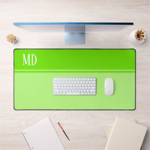 Simple and Pretty Lime Green Striped Monogram Desk Mat