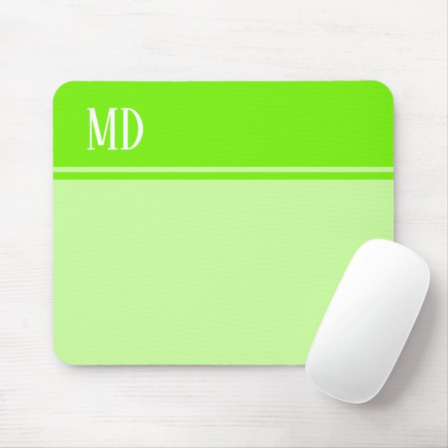 Simple and Pretty Lime Green Striped Monogram Mouse Pad (With Mouse)