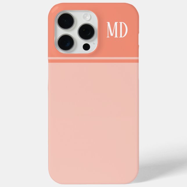 Simple and Pretty Salmon Pink Striped Monogram Case-Mate iPhone Case (Back)