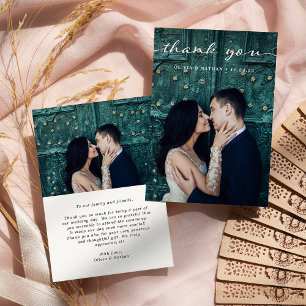 Simple and Stylish   Modern Two Photo Wedding Thank You Card