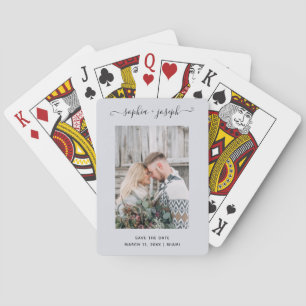 Simple and Stylish   Photo Minimal Save the Date Playing Cards