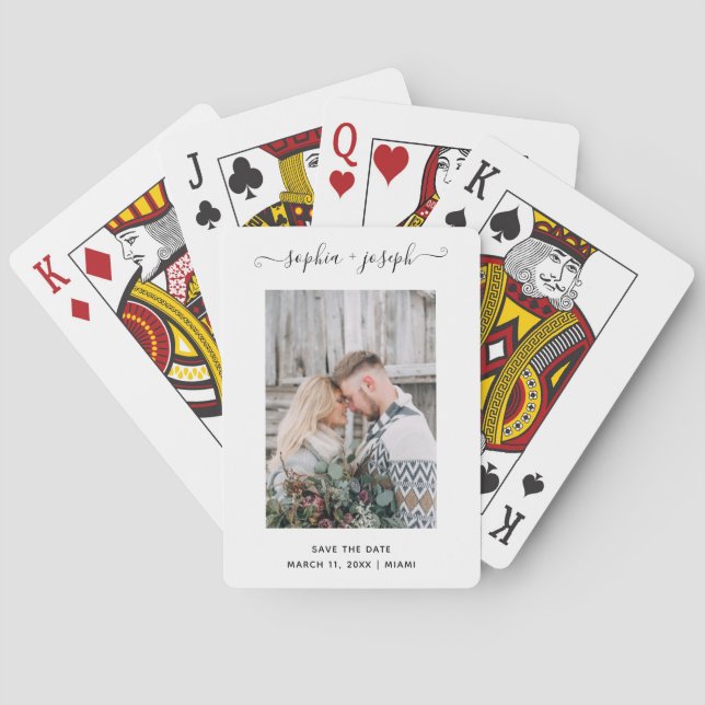 Simple and Stylish | Photo Minimal Save the Date Playing Cards (Back)