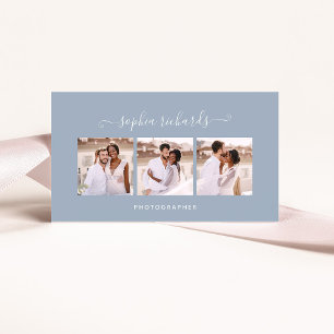 Simple and Stylish Three Photo Photographer Business Card