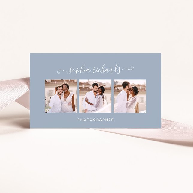 Simple and Stylish | Three Photo Photographer Business Card (Creator Uploaded)