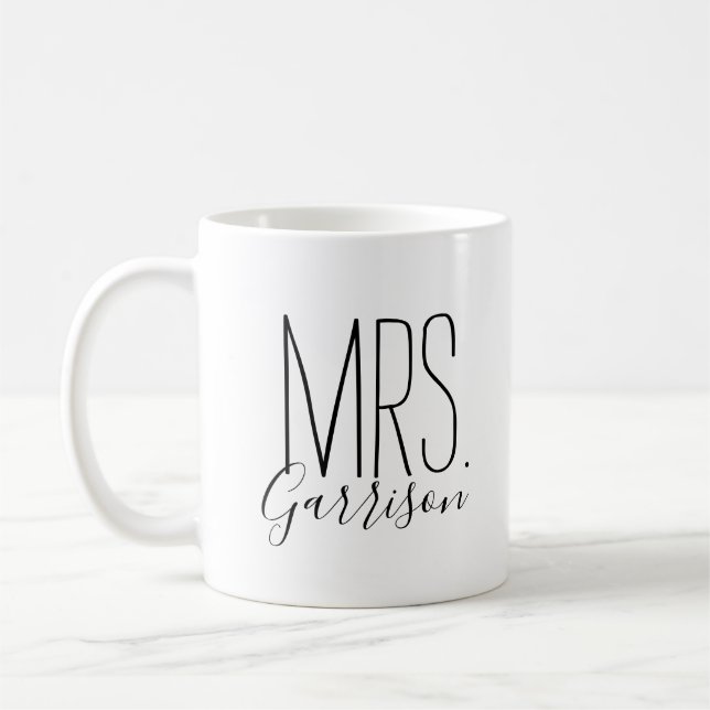 Simple and Sweet Personalized Mrs. Monogram Coffee Mug (Left)