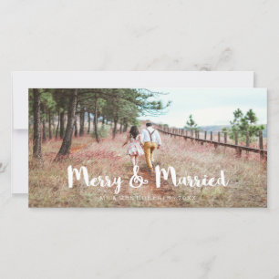 Simple and Whimsical Merry and Married Holiday Card